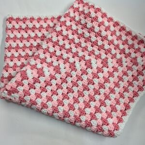 Pink and White Crochet Baby Blanket